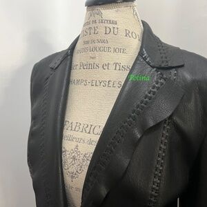 Gorgeous Elie Tahari black leather jacket with beautiful decoration. Size L.